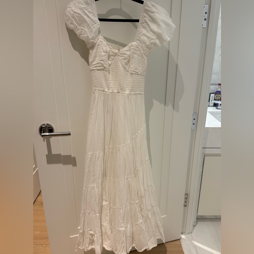Free people sundress smocked puff sleeve maxi dress